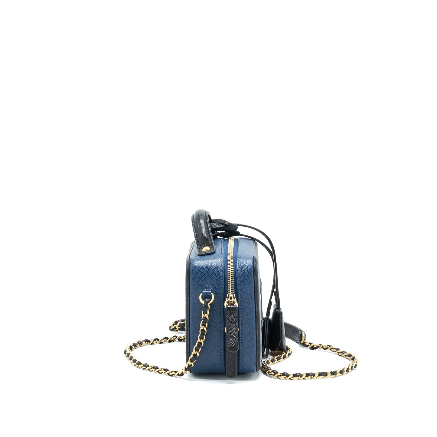Chanel Filigree Small Vanity Camera Bag Caiver Navy/ Black GHW