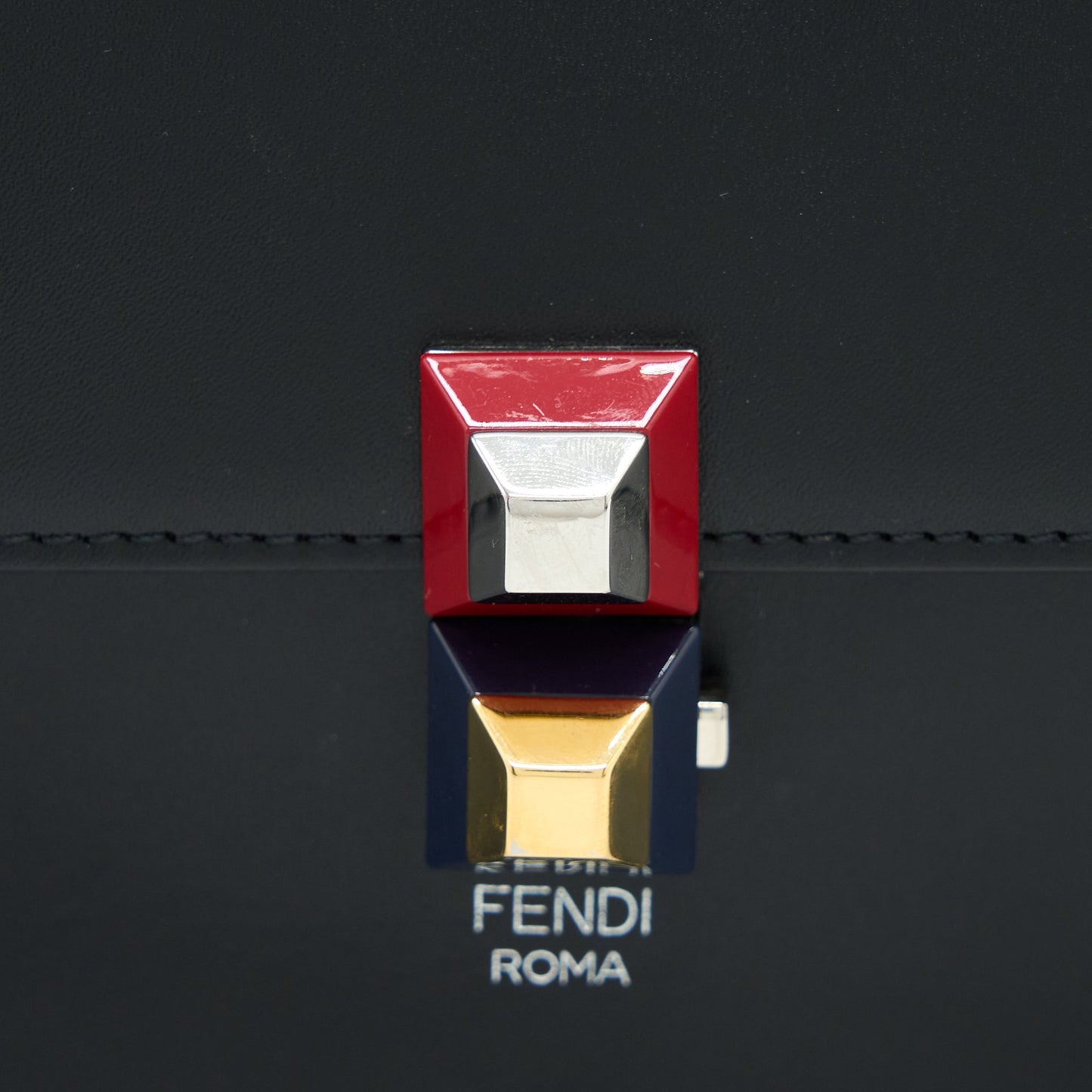 Fendi Kan I Calfskin Black SHW With An Extra Bag Charm