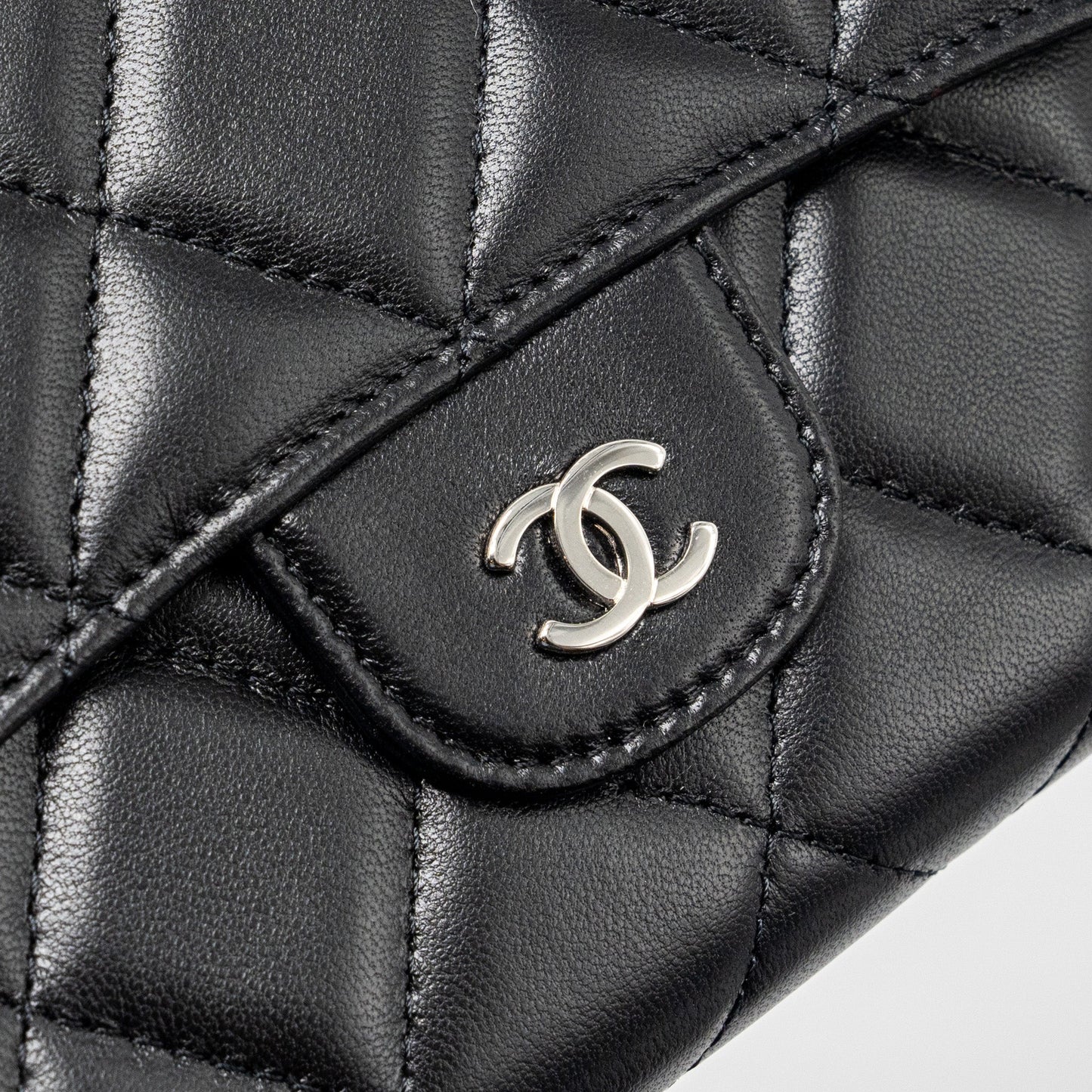 Chanel Classic Compact Long Wallet Lambskin black SHW
