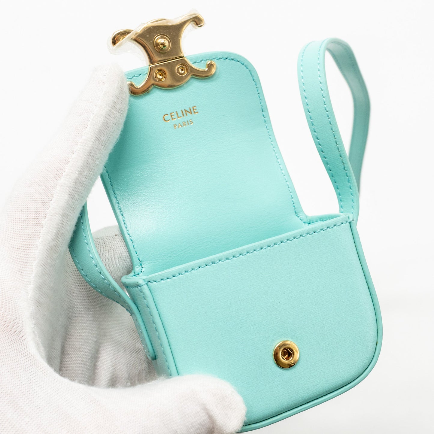 Celine Mini Claude Shiny Calfskin Blue GHW
