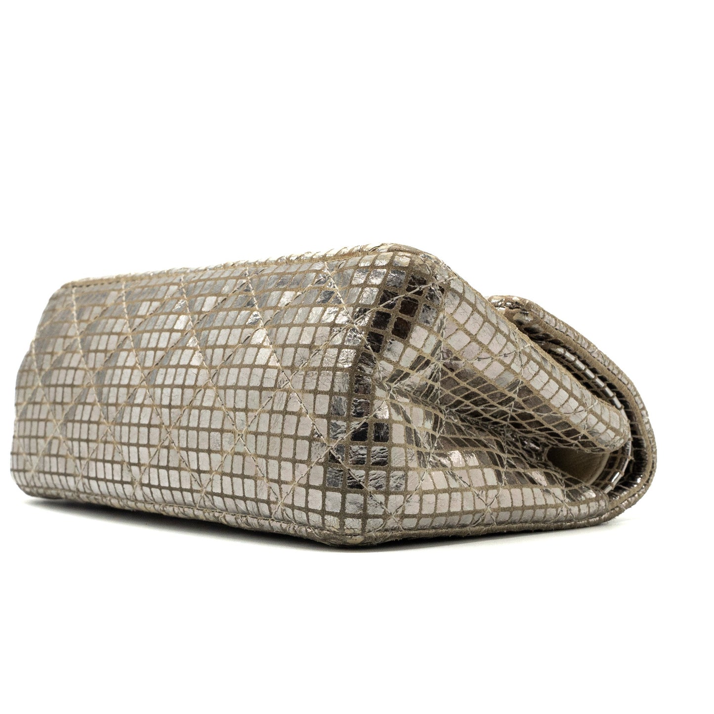 Chanel mini 2.55 reissue flap bag calfskin beige / silver SHW