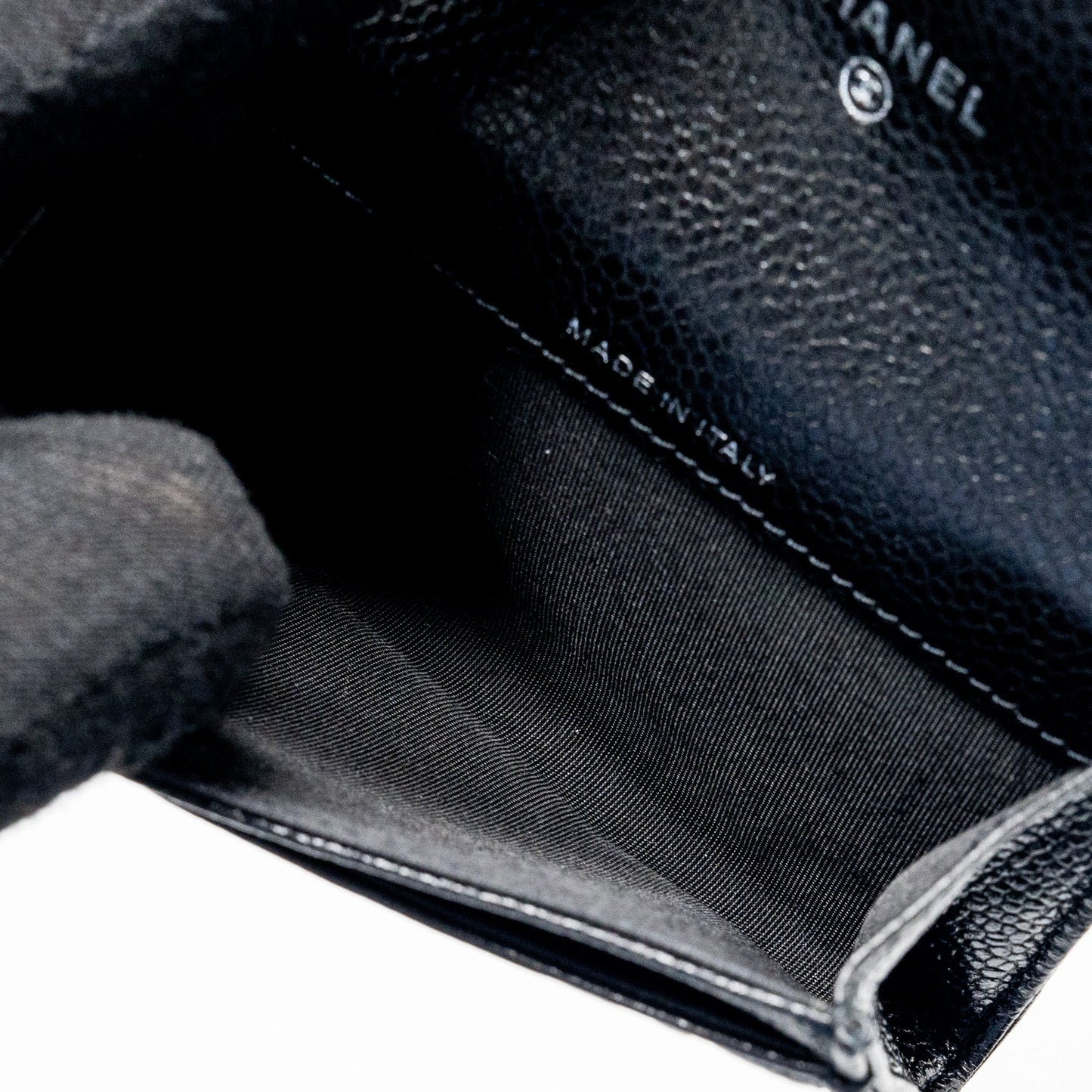 Chanel Camellia Embossed Card Holder Caviar Black SHW