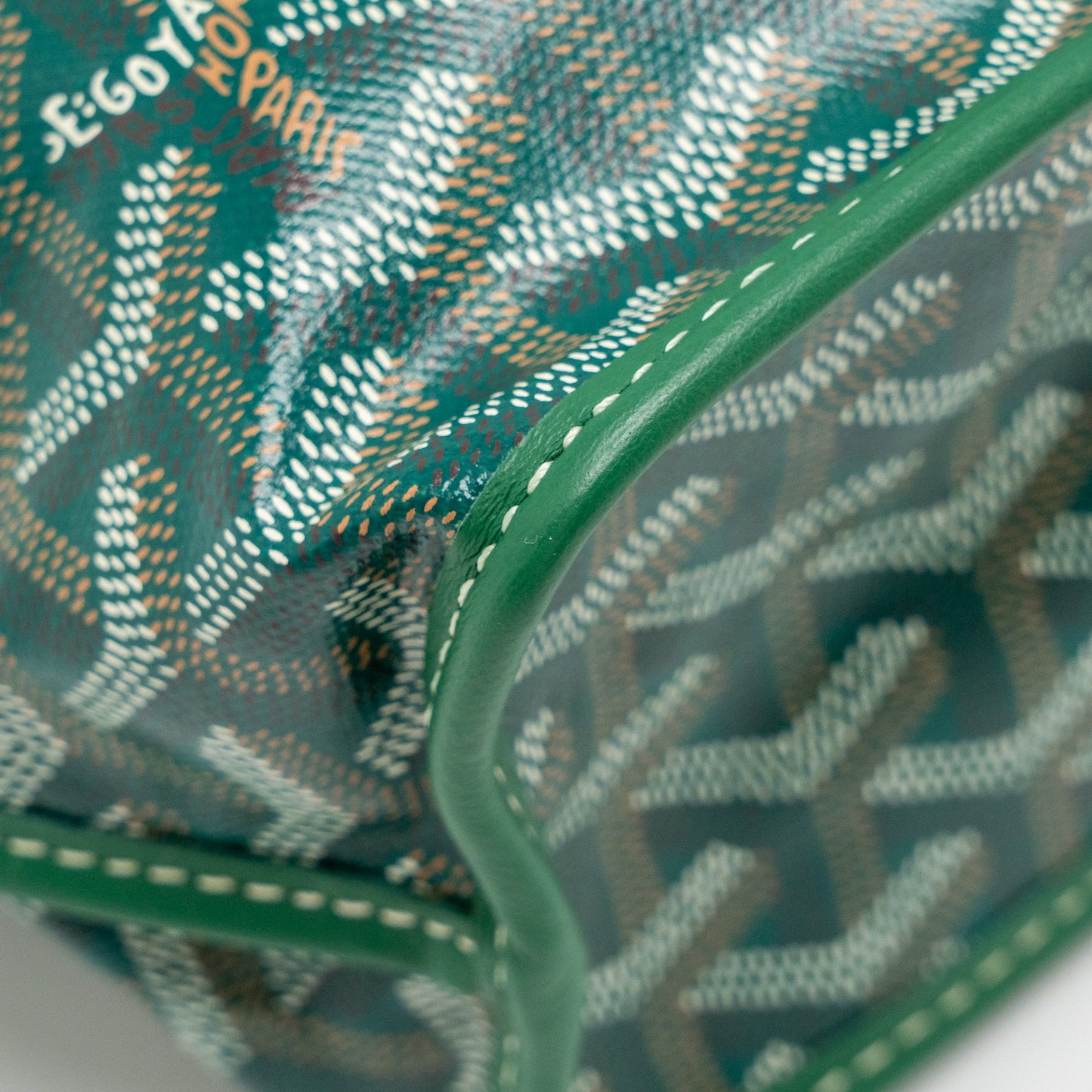 Goyard Mini Anjou Tote Bag Goyardline Canvas Green SHW