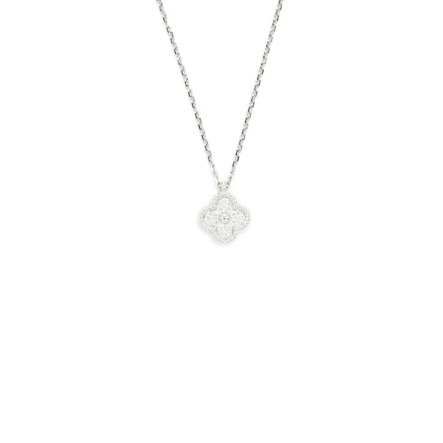 Van Cleef & Arpels Sweet Alhambra Pendant White Gold Diamonds