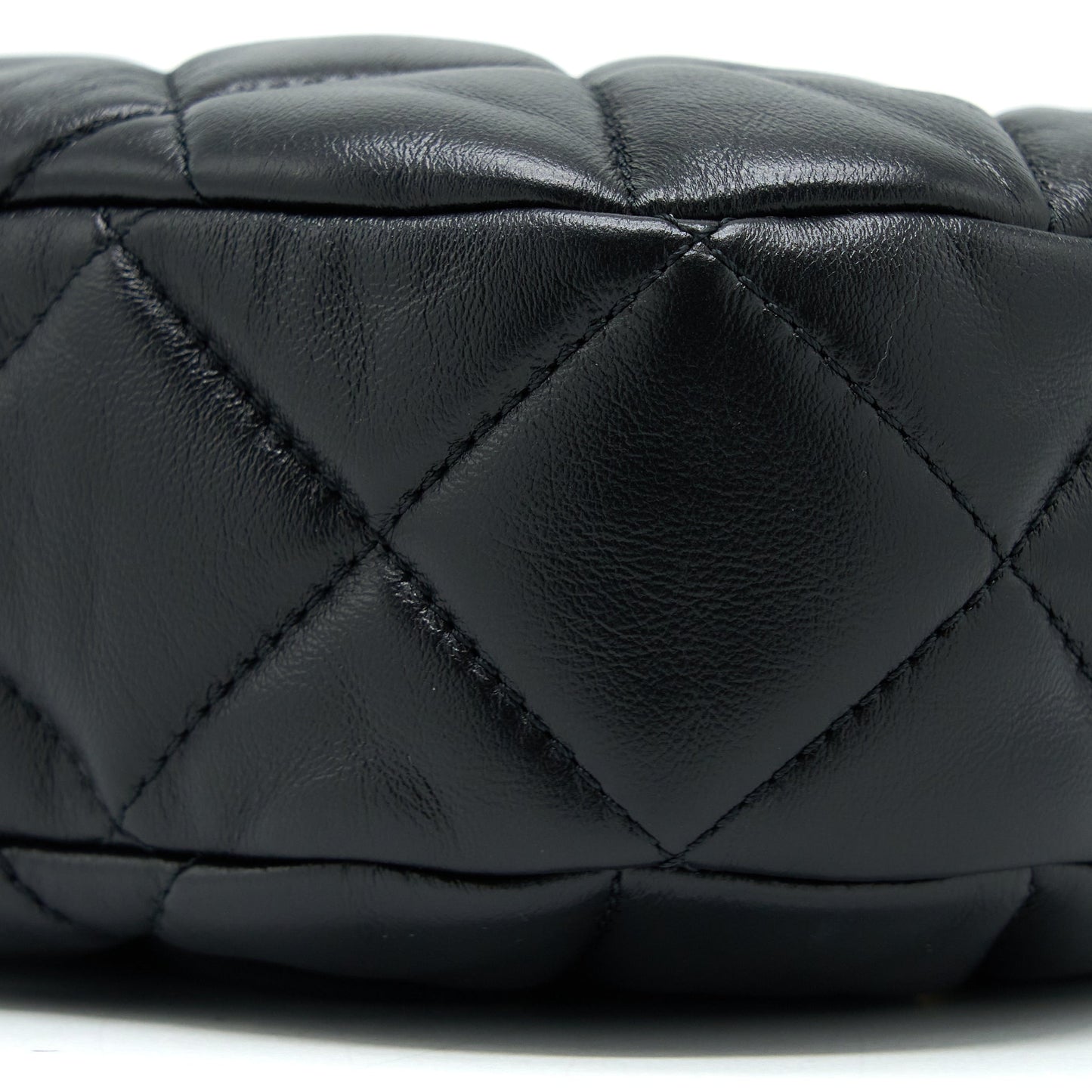 Chanel Quilted Hobo Crossbody Bag Lambskin Black Brushed GHW (Microchip)