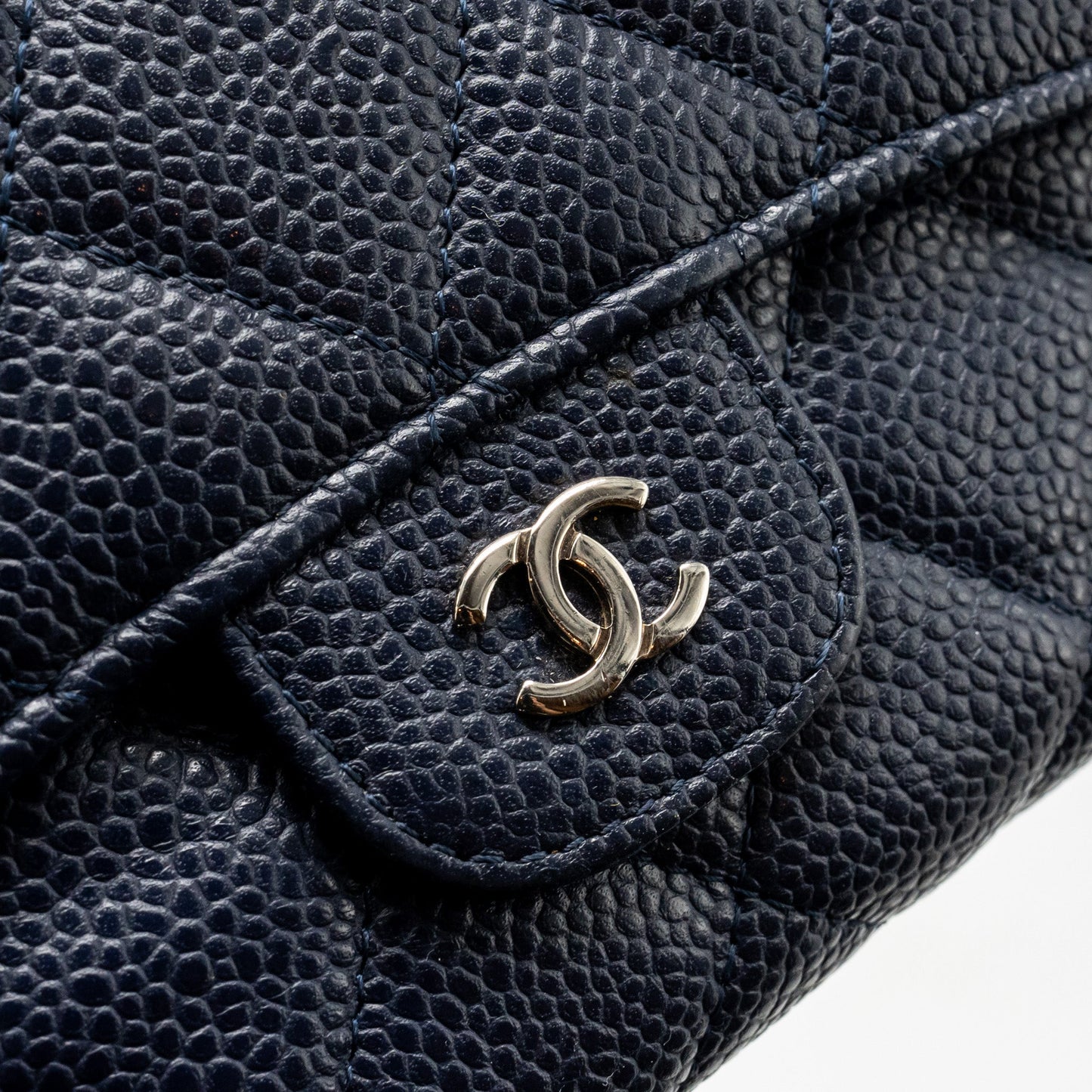 Chanel Classic Flap Long Wallet Caviar Dark Blue SHW