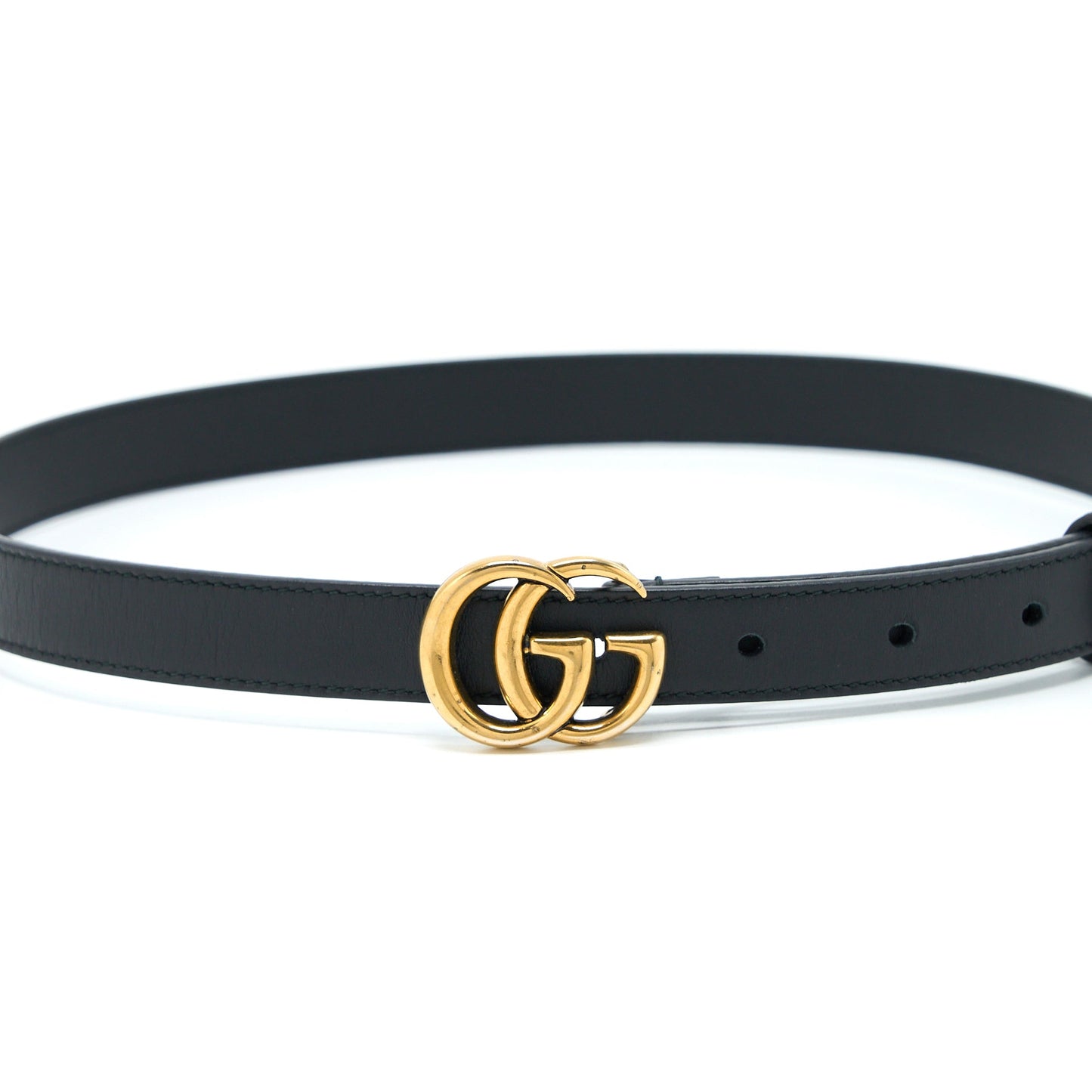 Gucci GG buckle Belt Calfskin Black Brushed GHW