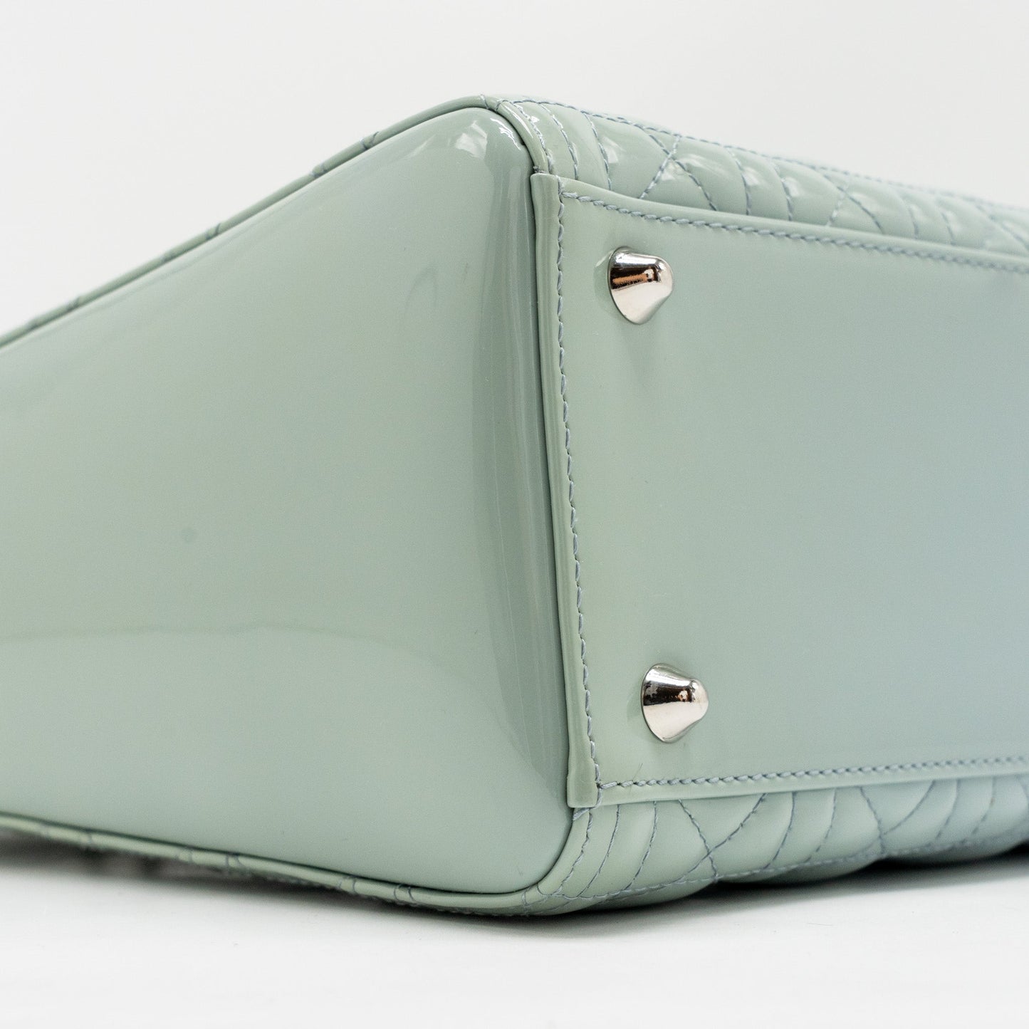 Dior Large Lady Dior Patent Light Blue SHW