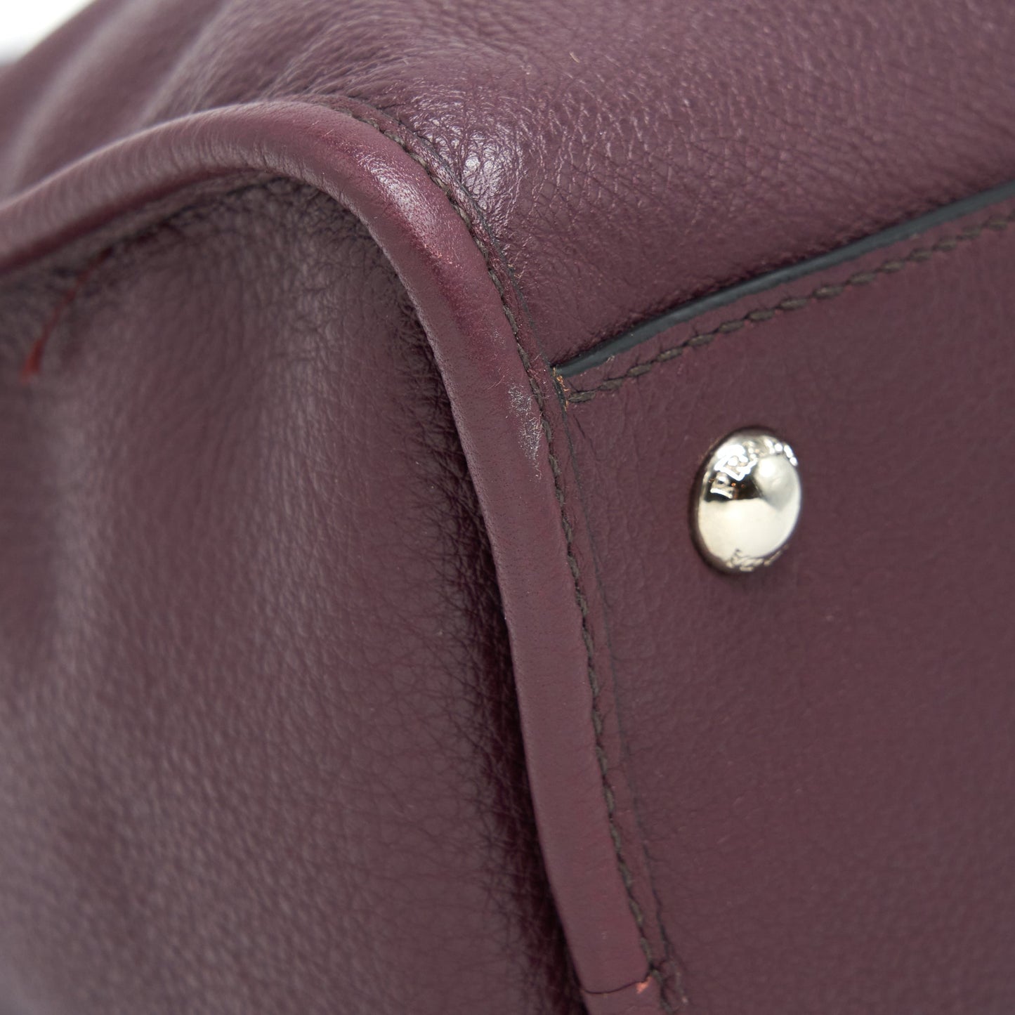Prada Vitello Phenix Bauletto Tote Bag Grained Calfskin Burgundy SHW