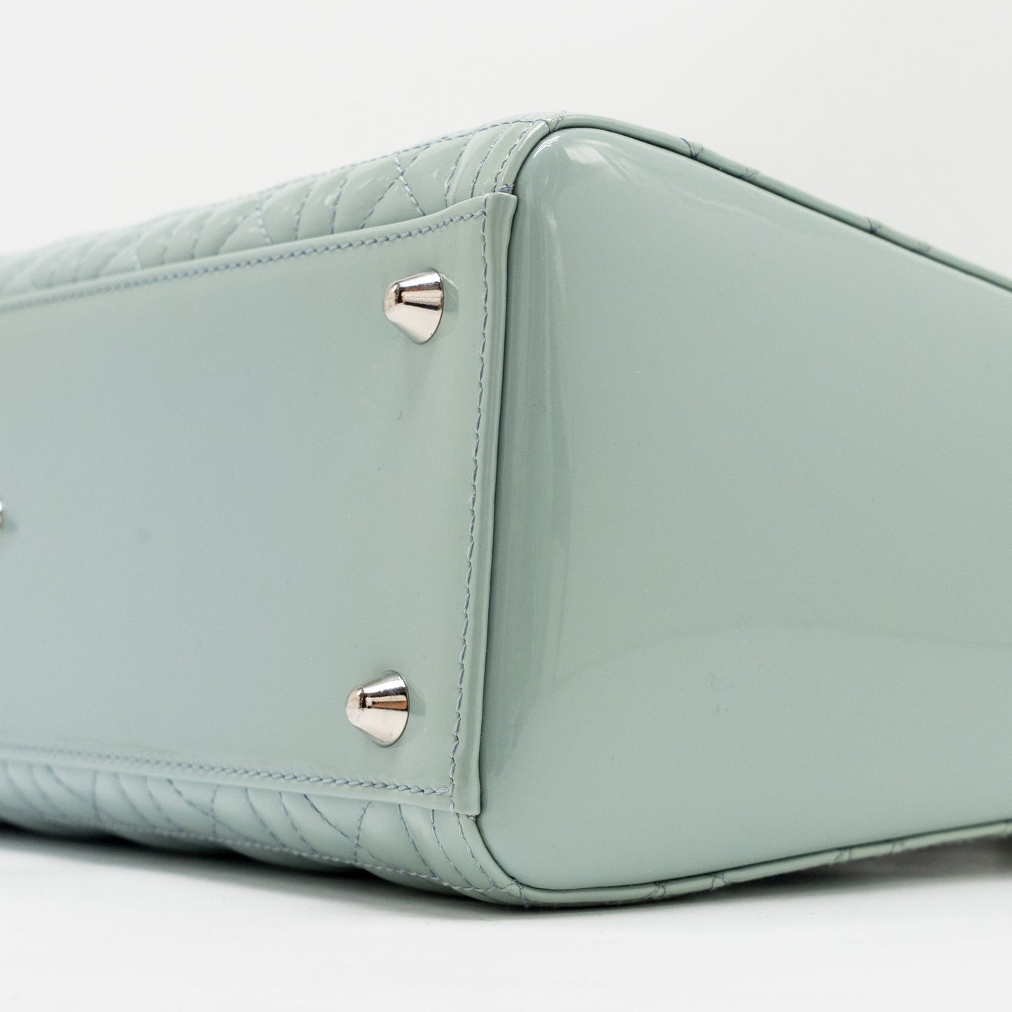Dior Large Lady Dior Patent Light Blue SHW