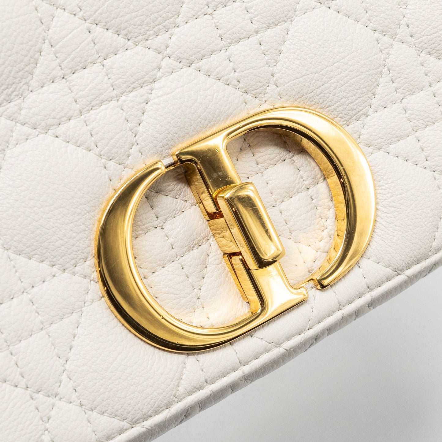 Dior Caro S flap bag calfskin white GHW
