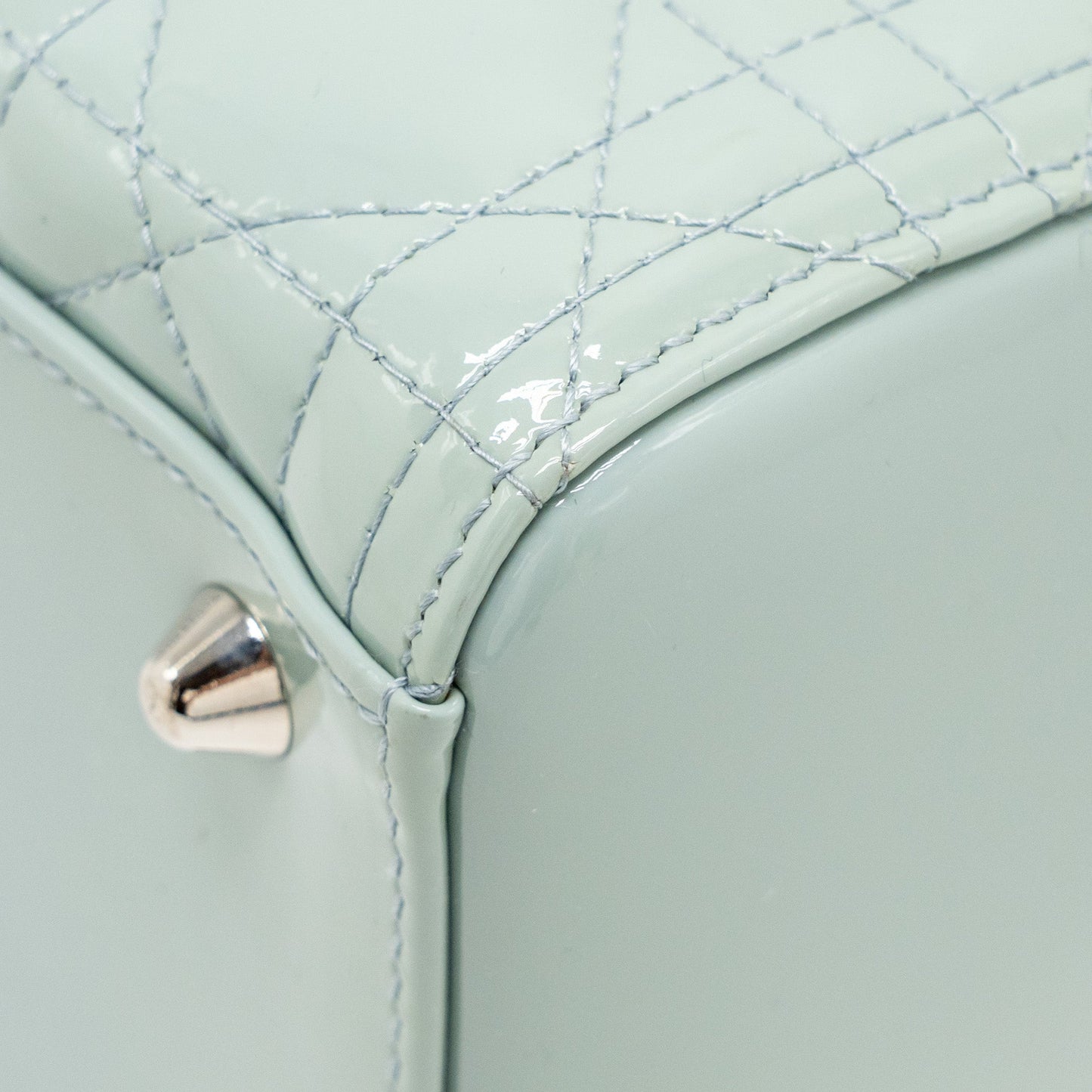 Dior Large Lady Dior Patent Light Blue SHW