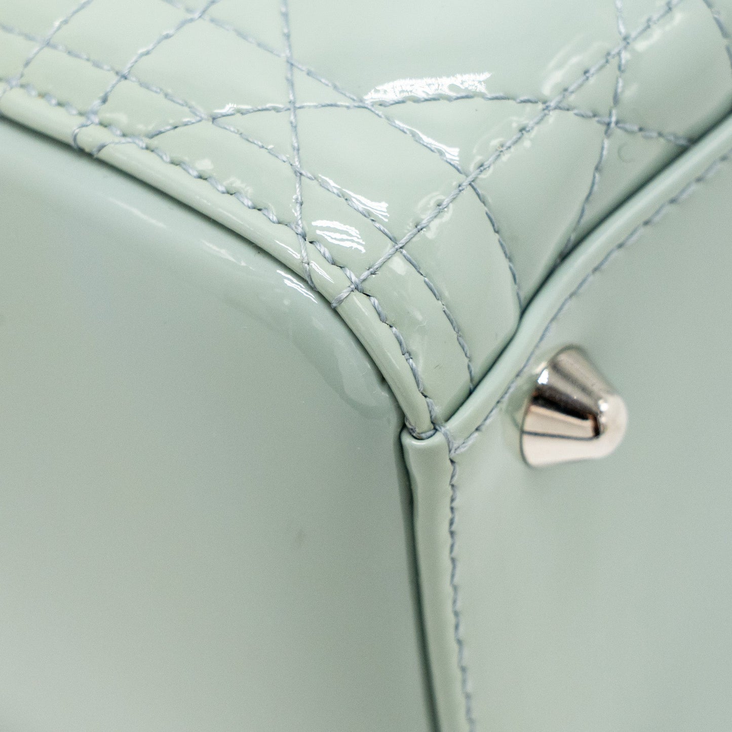 Dior Large Lady Dior Patent Light Blue SHW