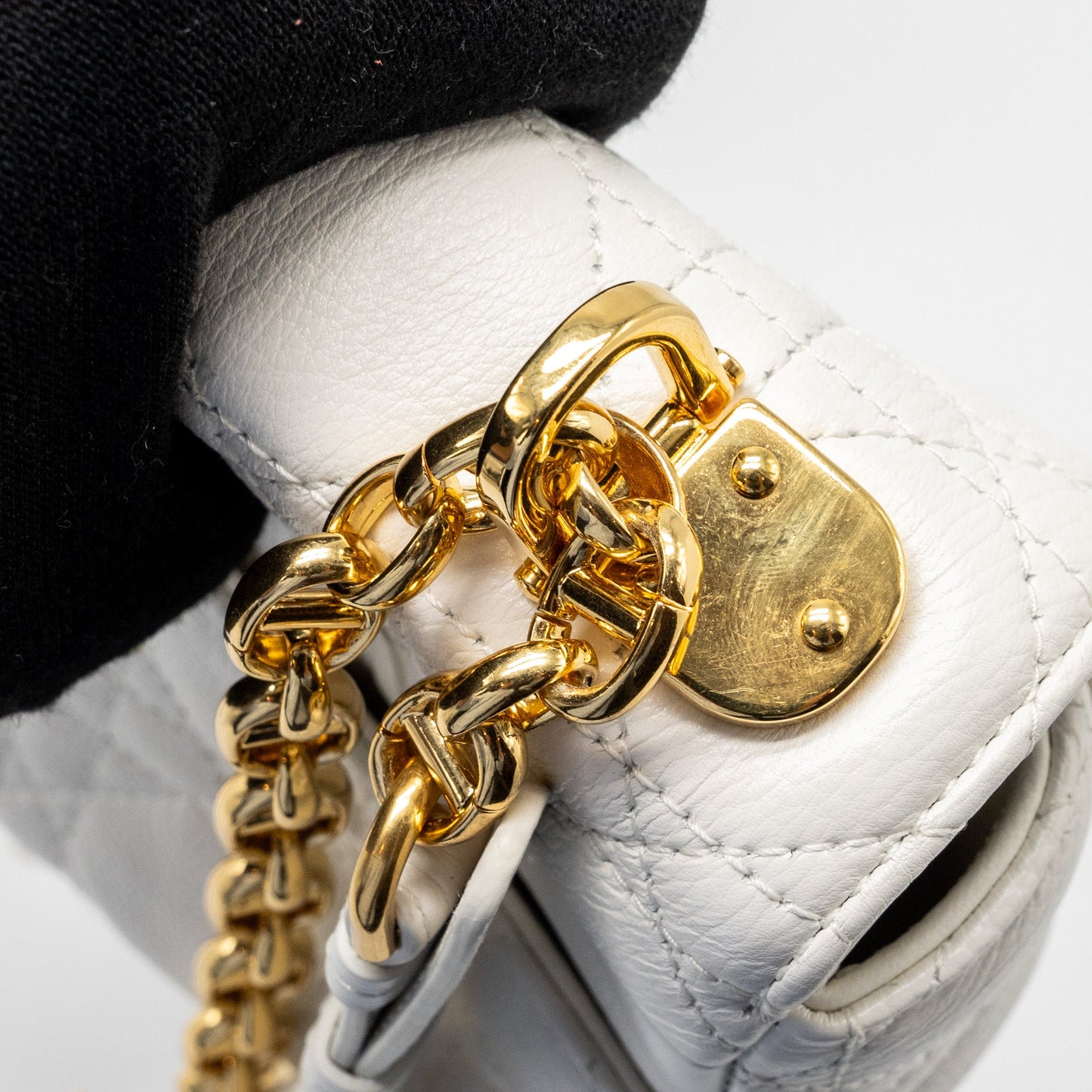 Dior Caro S flap bag calfskin white GHW