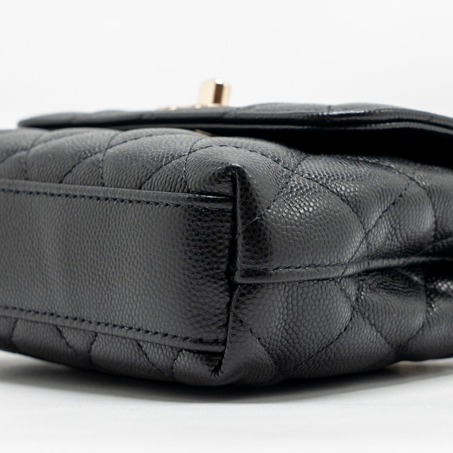 Chanel Coco Handle Mini Clutch with Chain Caviar Black LGHW (Microchip)