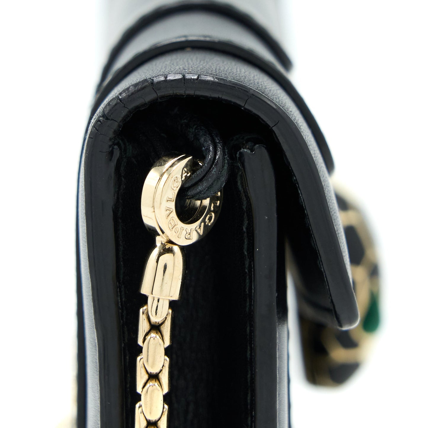 Bvlgari Serpenti Clutch with Chain Calfskin Black GHW