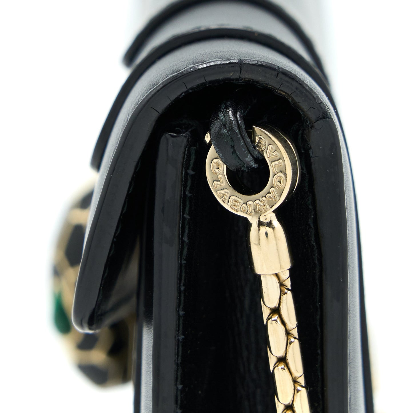 Bvlgari Serpenti Clutch with Chain Calfskin Black GHW