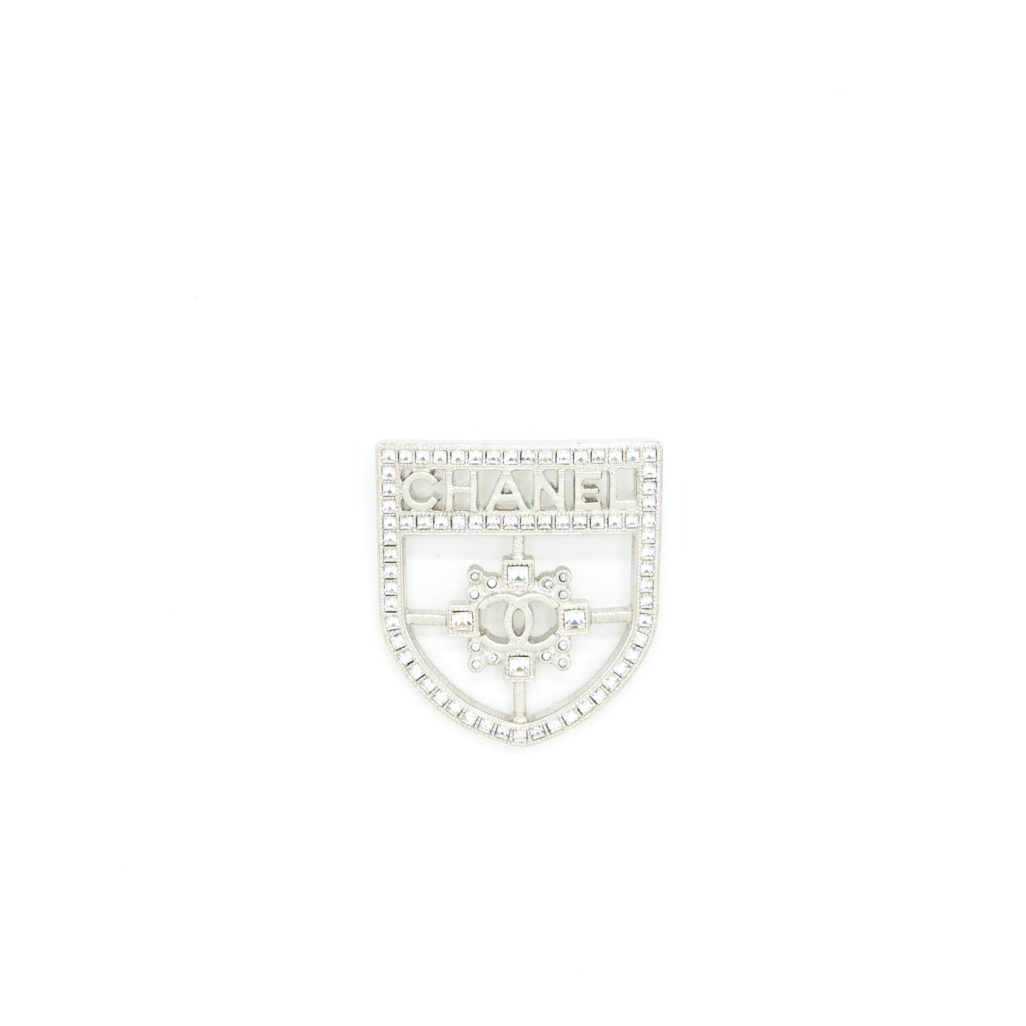 Chanel Shield Brooch With Crystals SHW
