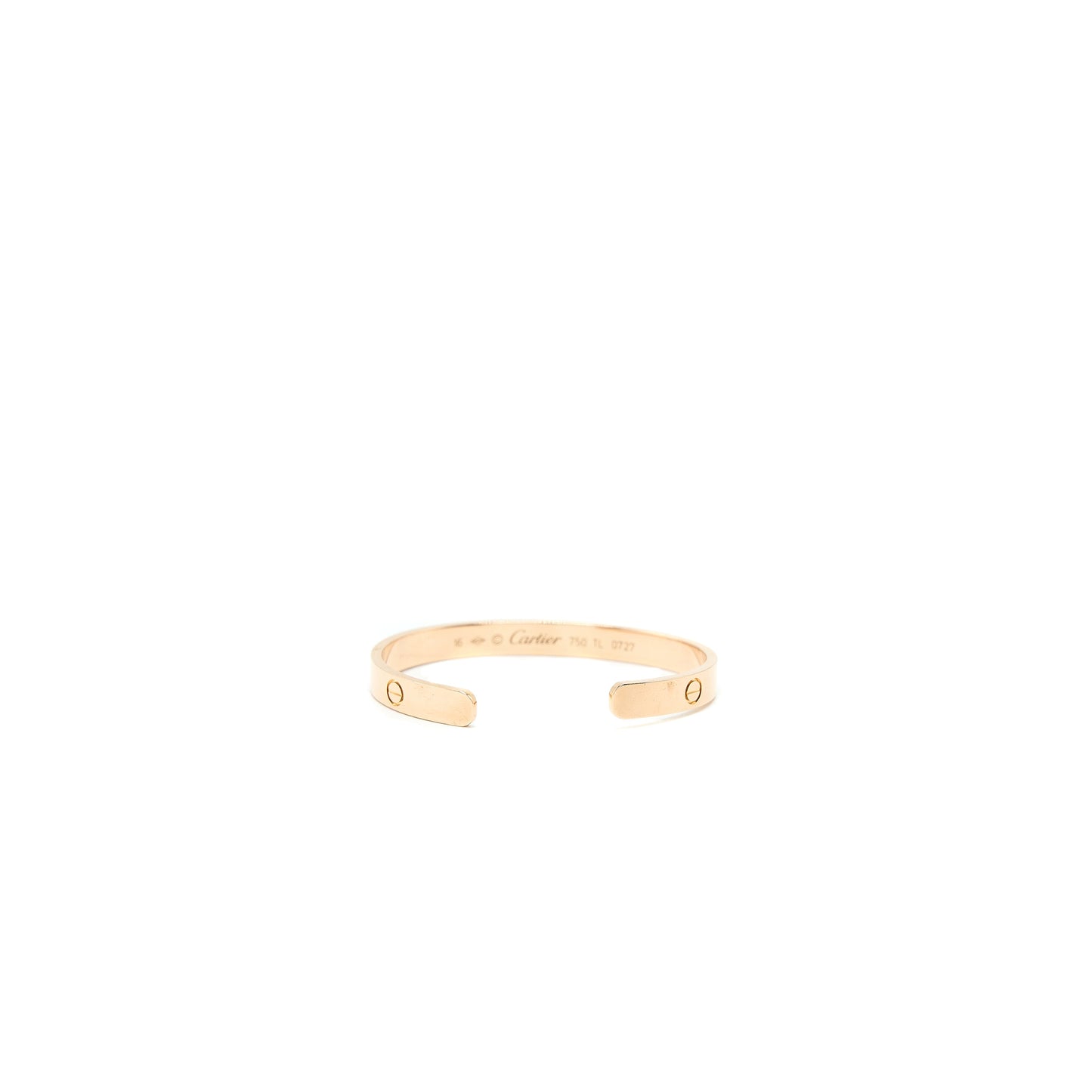 Cartier Size 16 Love Cuff Bracelet Rose Gold
