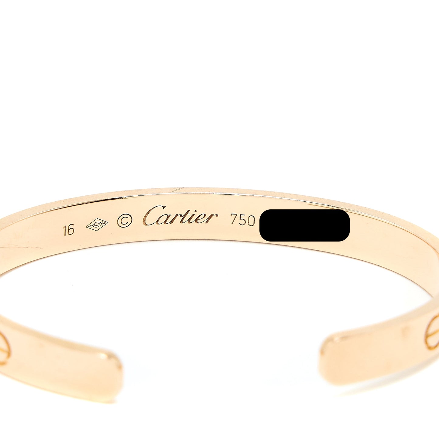 Cartier Size 16 Love Cuff Bracelet Rose Gold