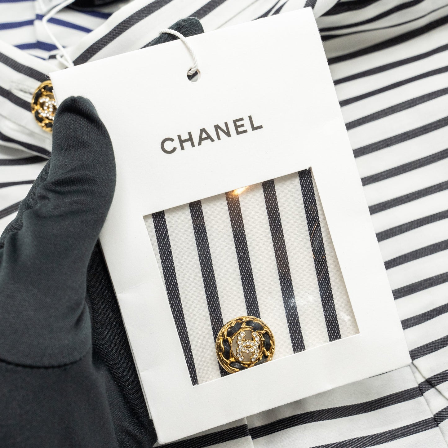 Chanel size 34 22S Long skirt cotton grey/black