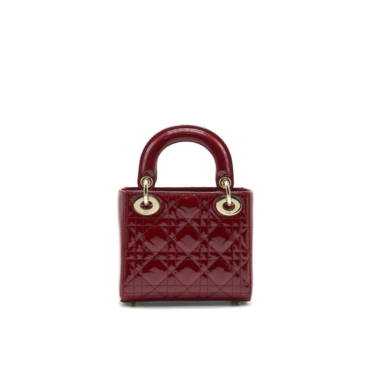 Christian Dior mini lady Dior Patent leather Red with LGHW