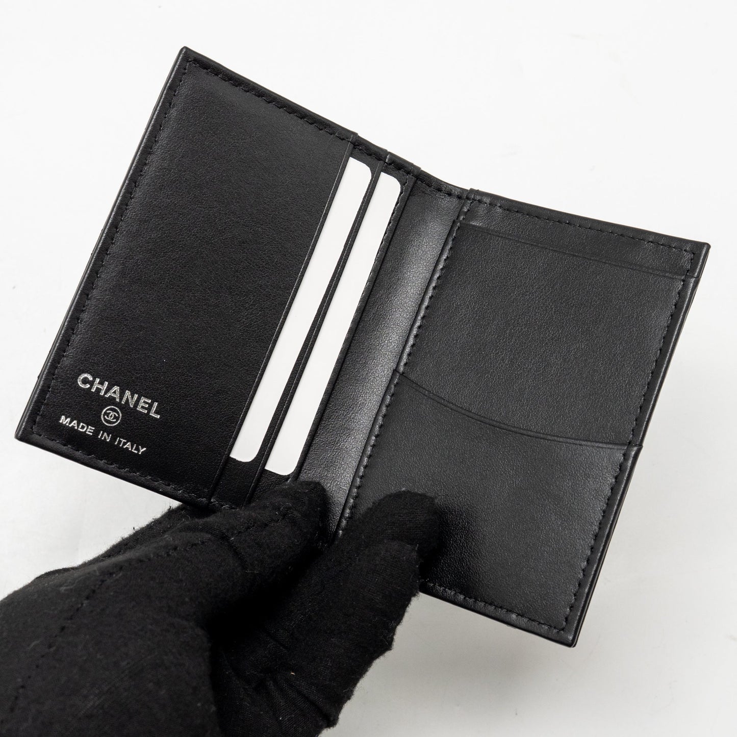 Chanel Quilted CC Card Holder Calfskin Black with Black Hardware (Microchip)