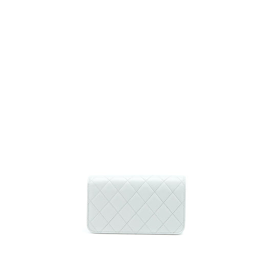 Chanel 23C Pearl Crush Mini Flap Bag Lambskin Light Grey Brushed GHW (Microchip)