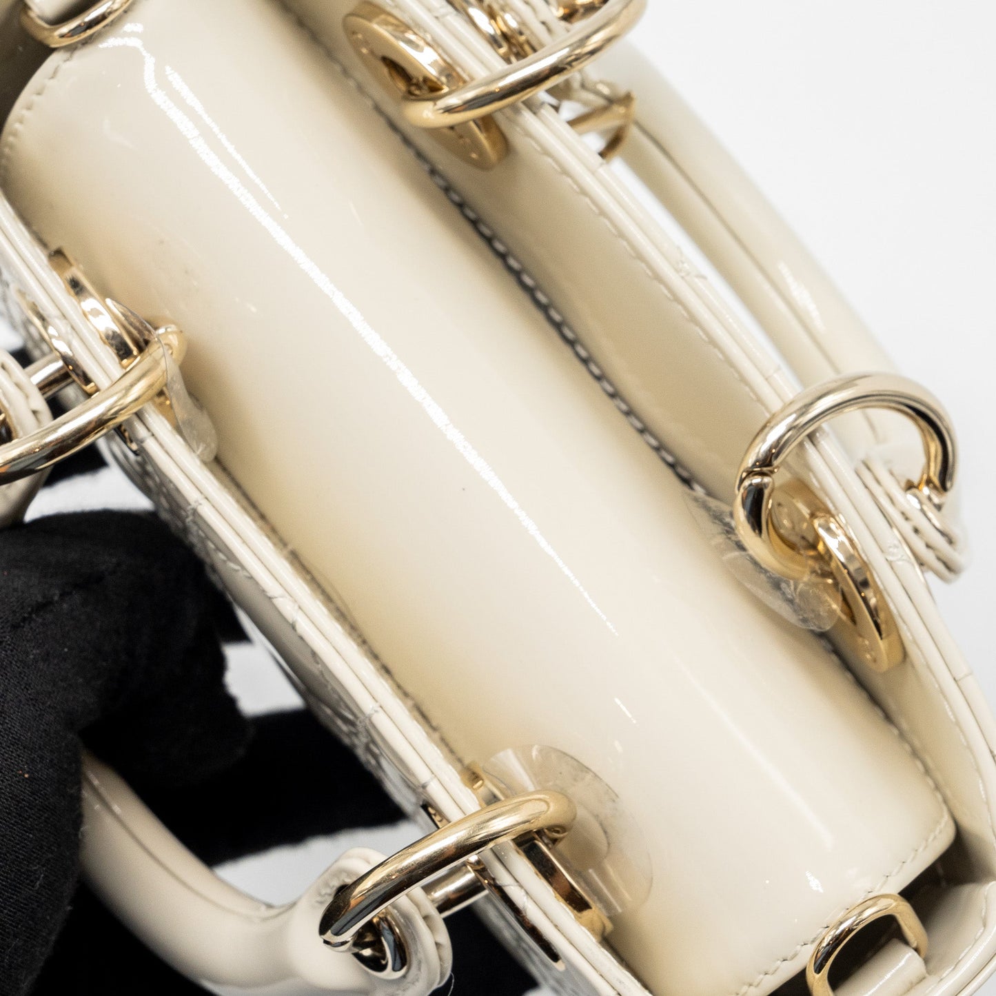 Dior Lady D-Joy Micro Bag Patent Creamy White LGHW