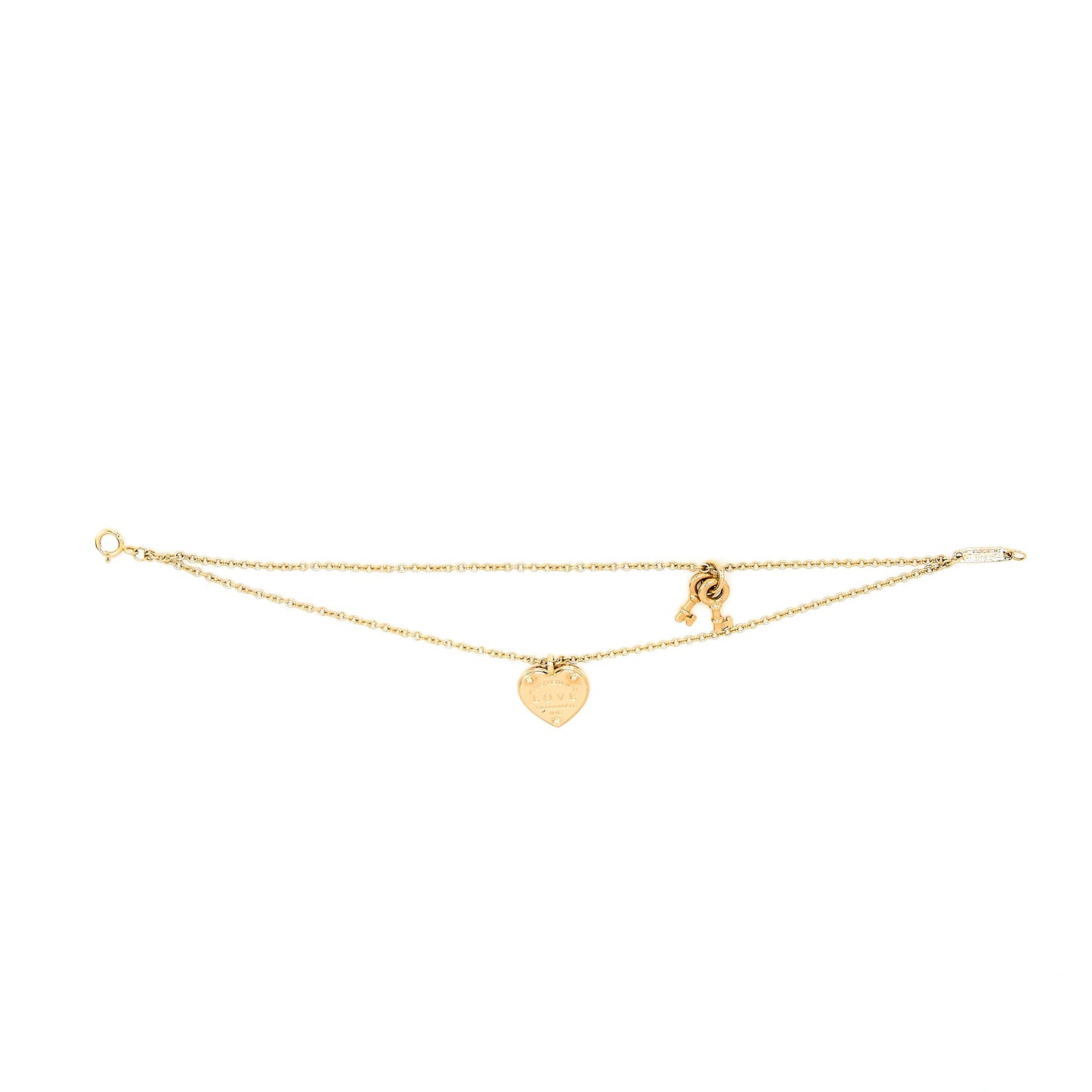 Tiffany Love Heart Tag Key Bracelet Rose Gold