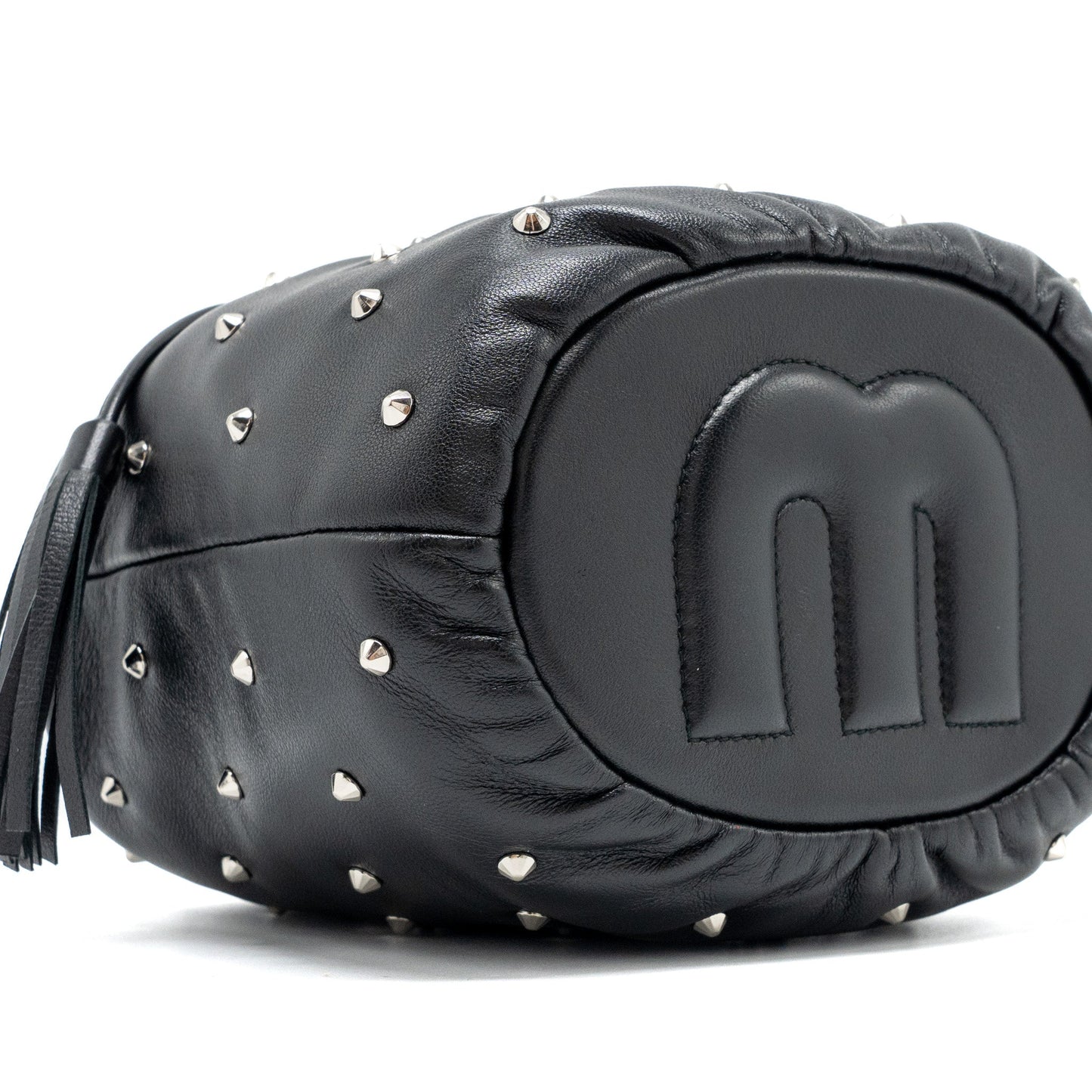 Miu Miu Small Bucket Bag Studded Nappa Lambskin BLACK SHW