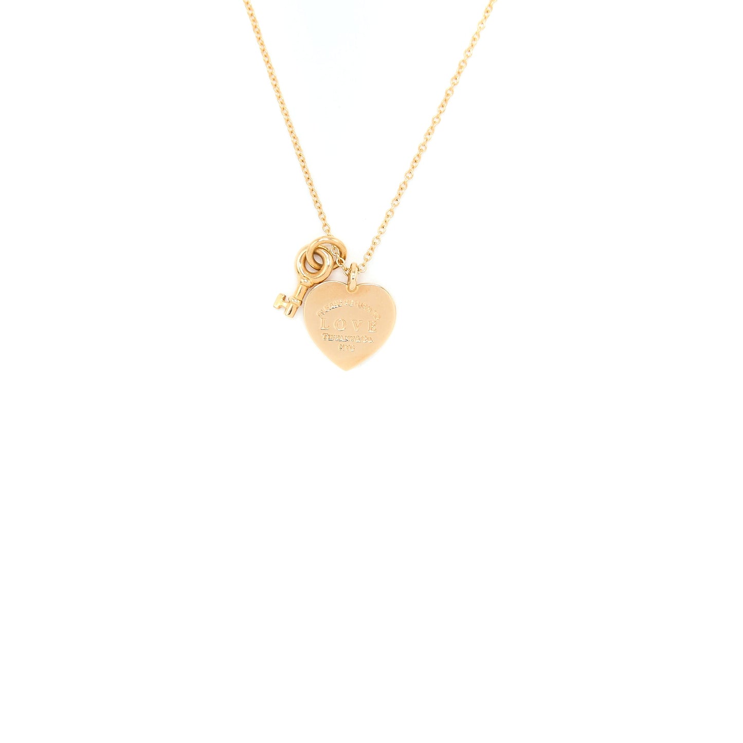 Tiffany Love Heart Tag Key Pendant Rose Gold