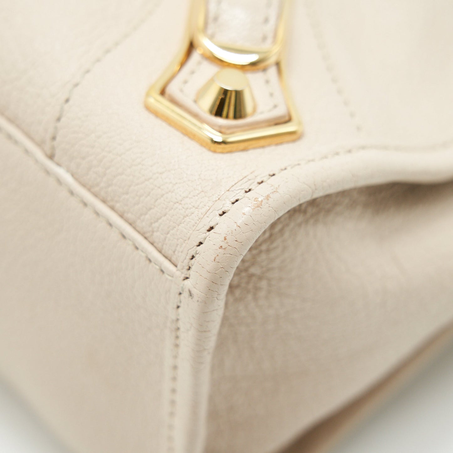 BALENCIAGA SMALL METALLIC EDGE CITY BEIGE GHW