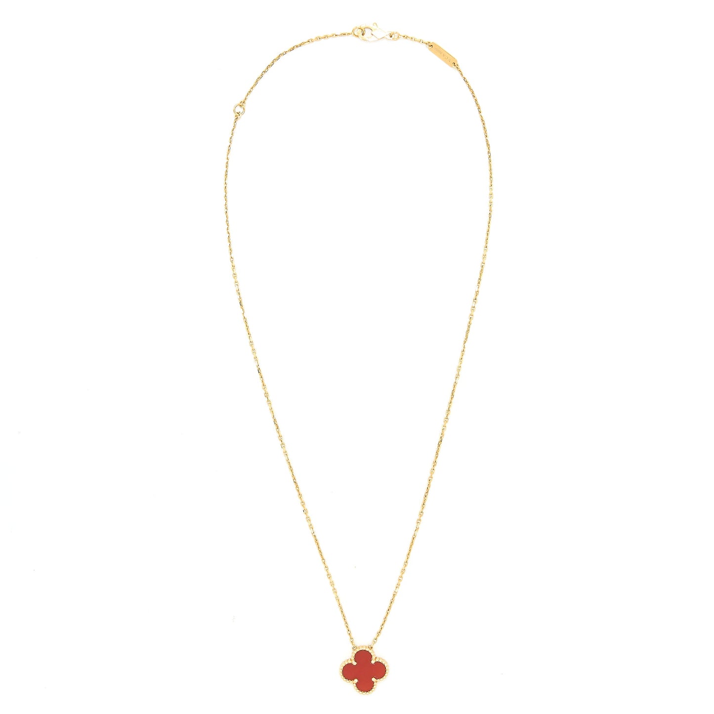 Van Cleef & Arpels Vintage Alhambra Pendant Carnellian Yellow gold