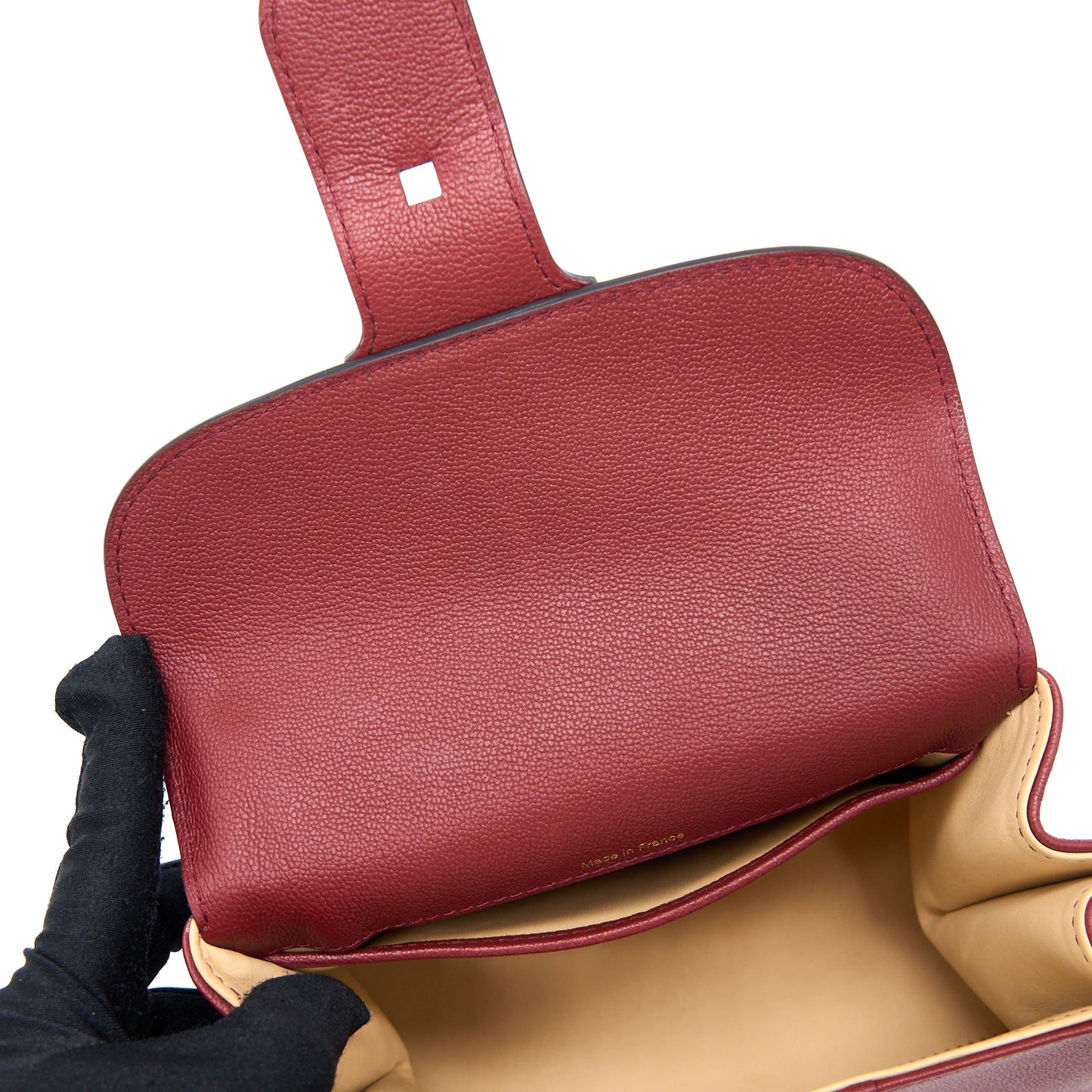 Delvaux Mini Brilliant Bag Grained Calfskin Burgundy GHW