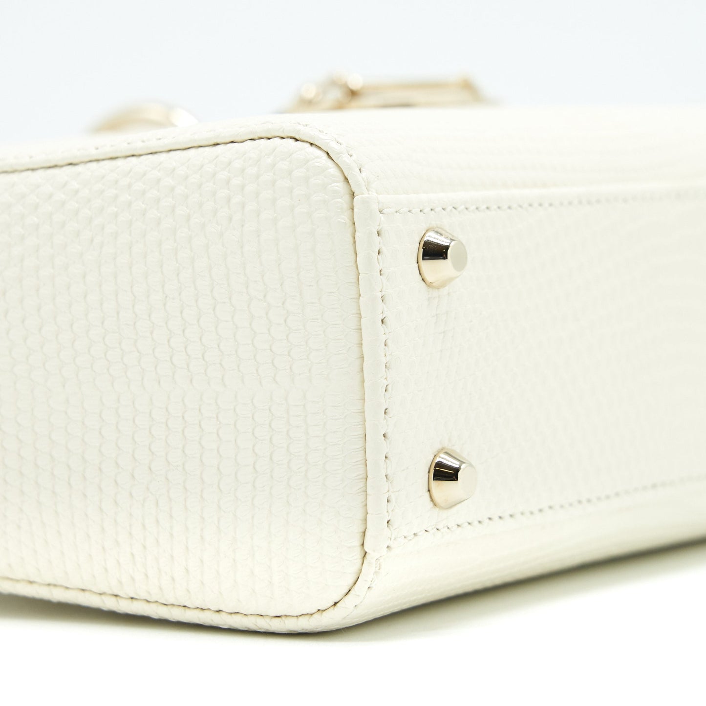 Dior Lizard Mini Lady Dior Bag White LGHW