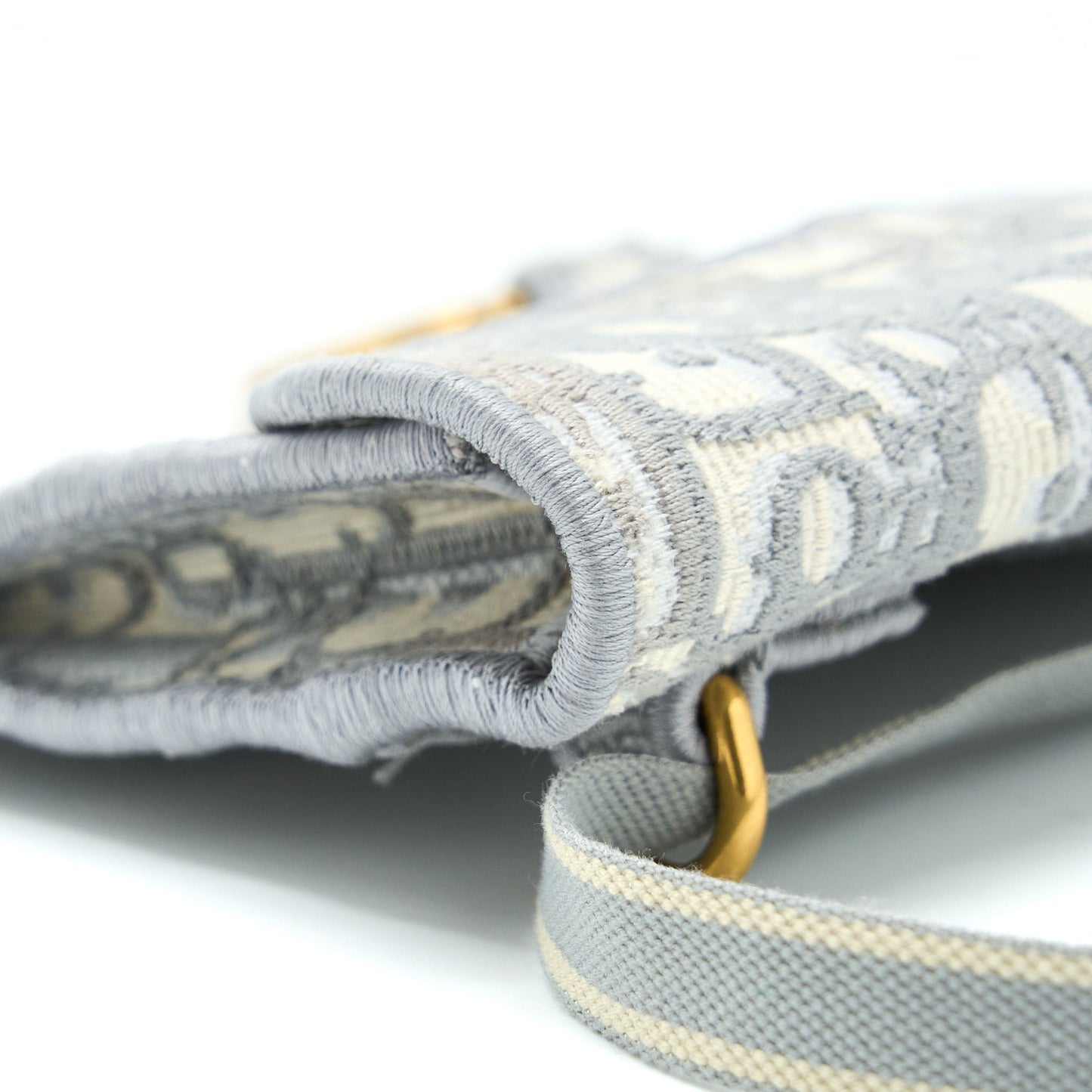 Dior Saddle Slim Pouch Light Grey Dior Oblique Embroidery