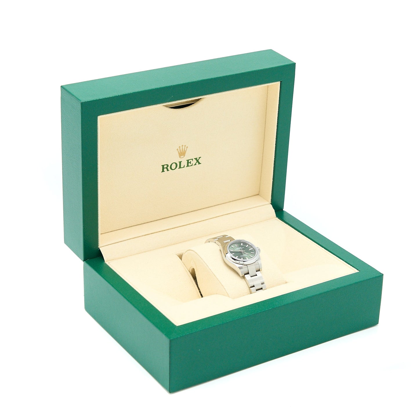 Rolex 26mm Oyster Perpetual Stainless Steel Olive Green Dial M176200-0014