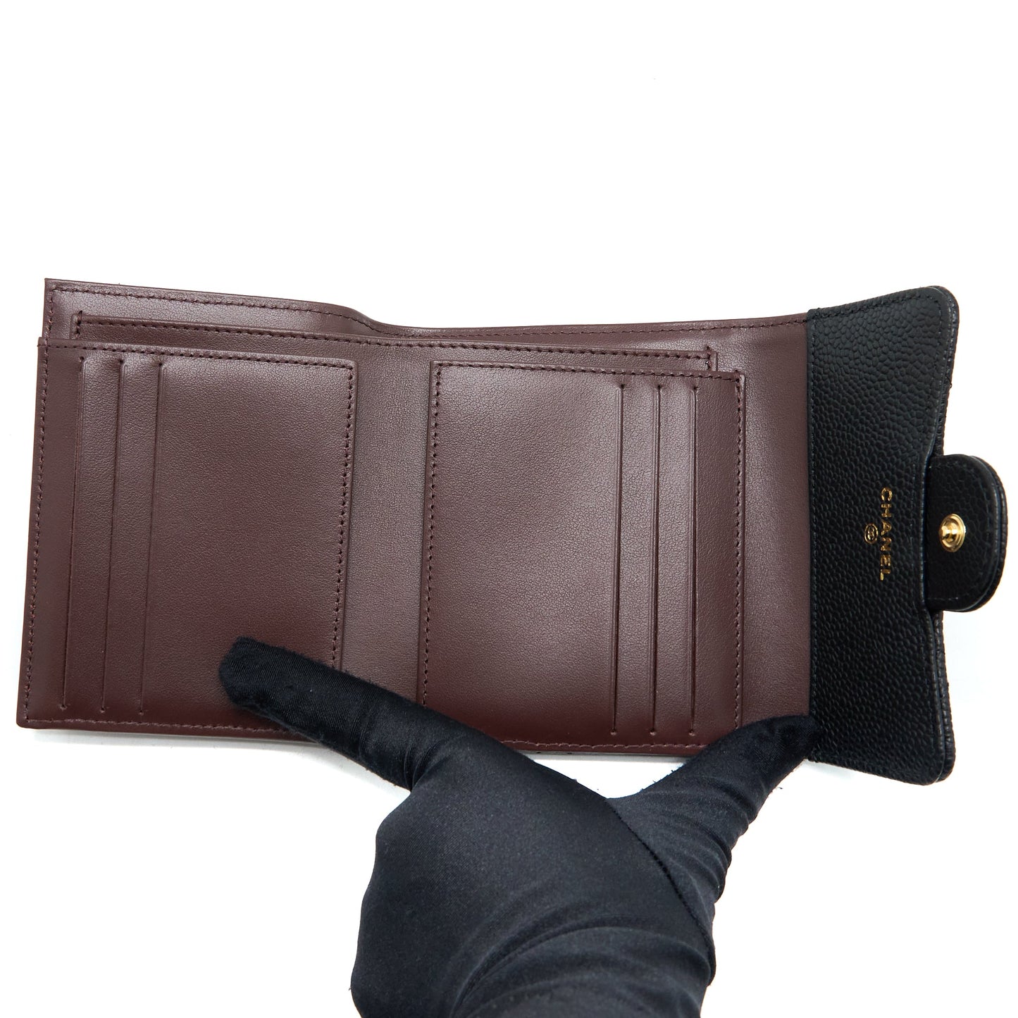Chanel Classic Compact Wallet Caviar Black LGHW (Microchip)
