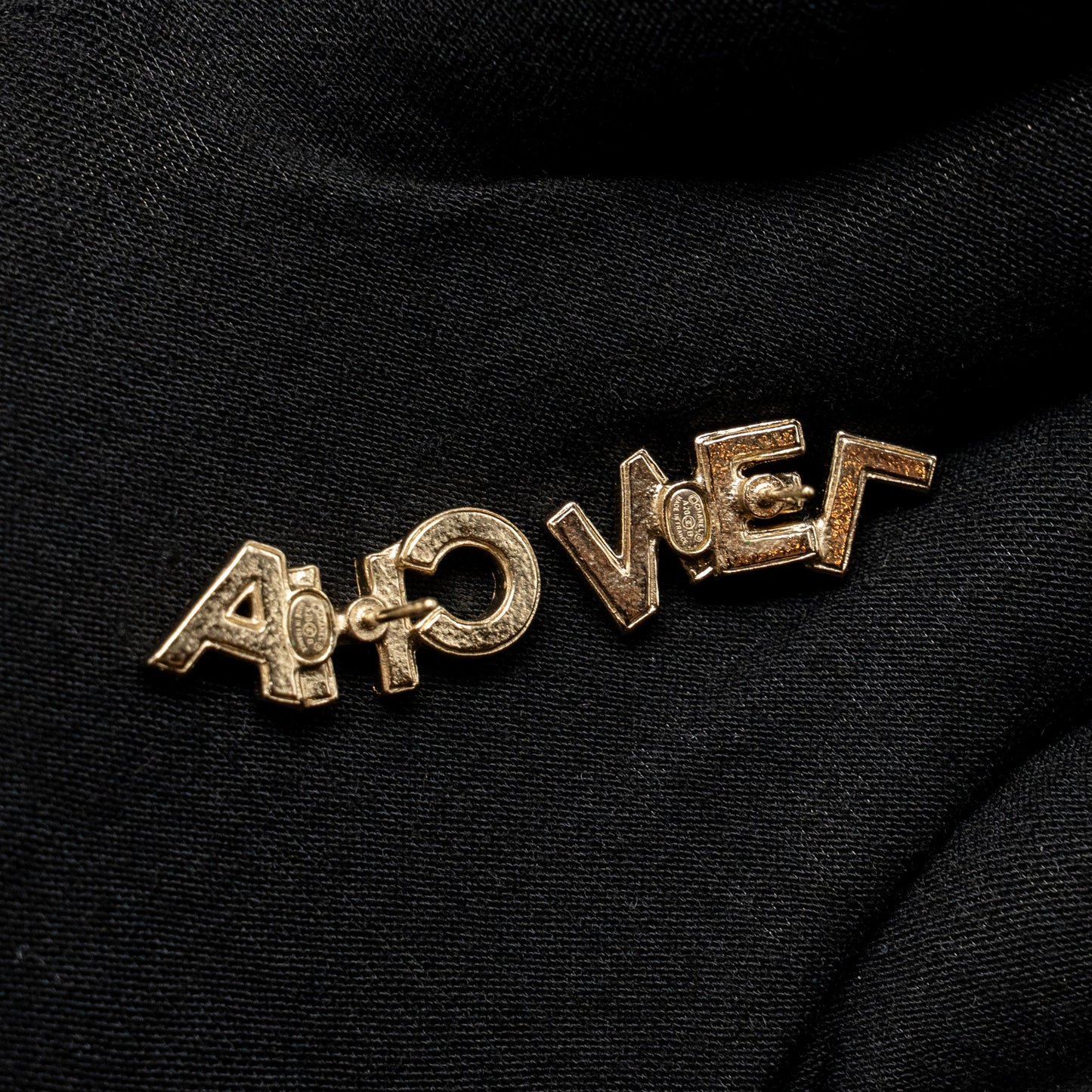 Chanel CHA-NEL Letter Logo Earrings Crystals Light Gold Tone
