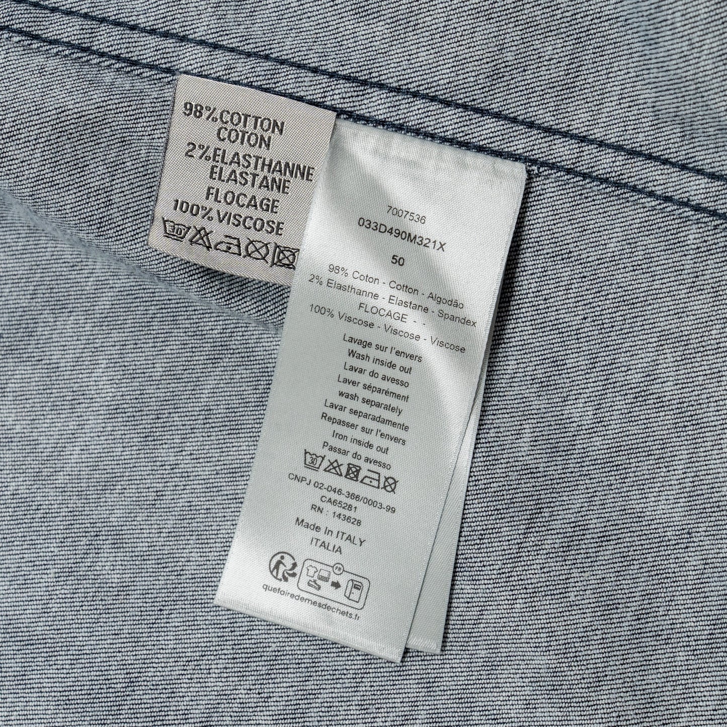 Dior Size 50 Oblique Overshirt Velvet/Denim Navy