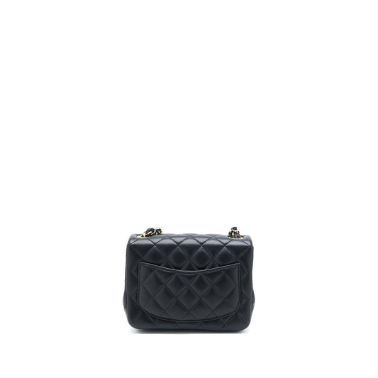 Chanel Classic Mini Square Flap Bag Lambskin Black GHW
