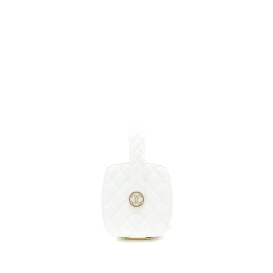Chanel Quilted Clutch Bag Lambskin White LGHW