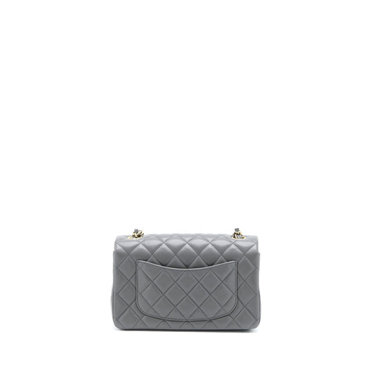 Chanel 22A Mini Rectangular Flap Bag Lambskin Grey LGHW (Microchip)