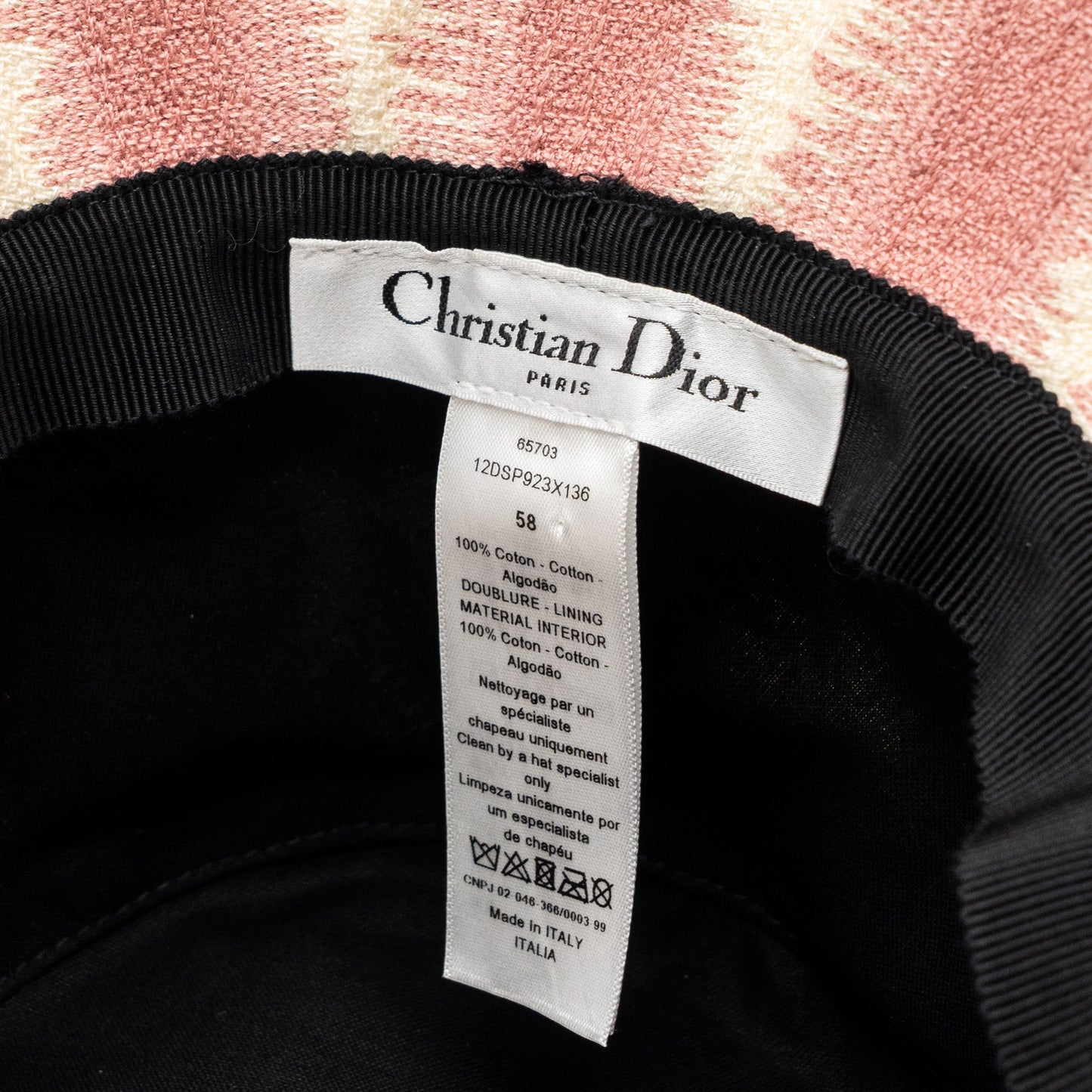 Dior Size 58 Bucket Hat Cotton Pink