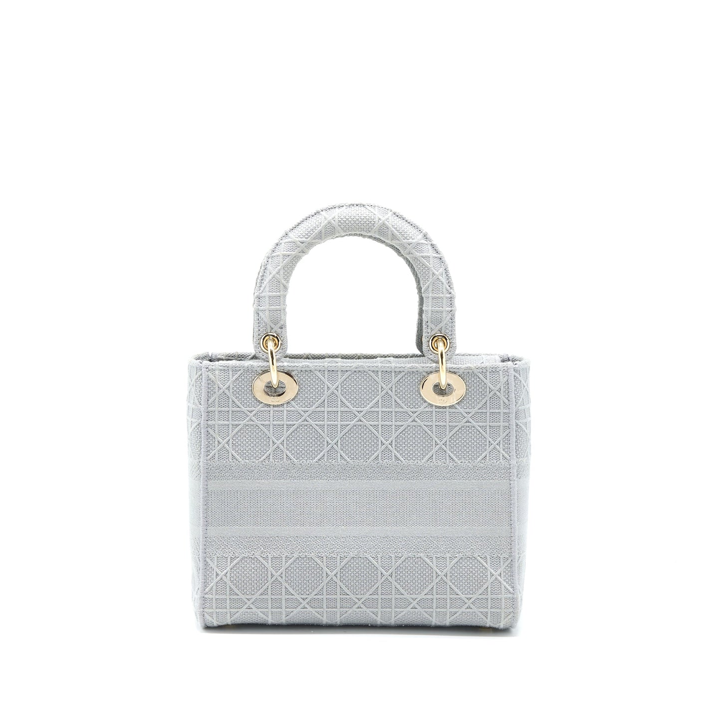 Dior Medium Lady D-lite Bag Cannage Embroidery Grey LGHW
