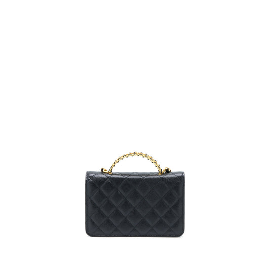 Chanel Letter Top Handle Wallet On Chain Caviar Black GHW