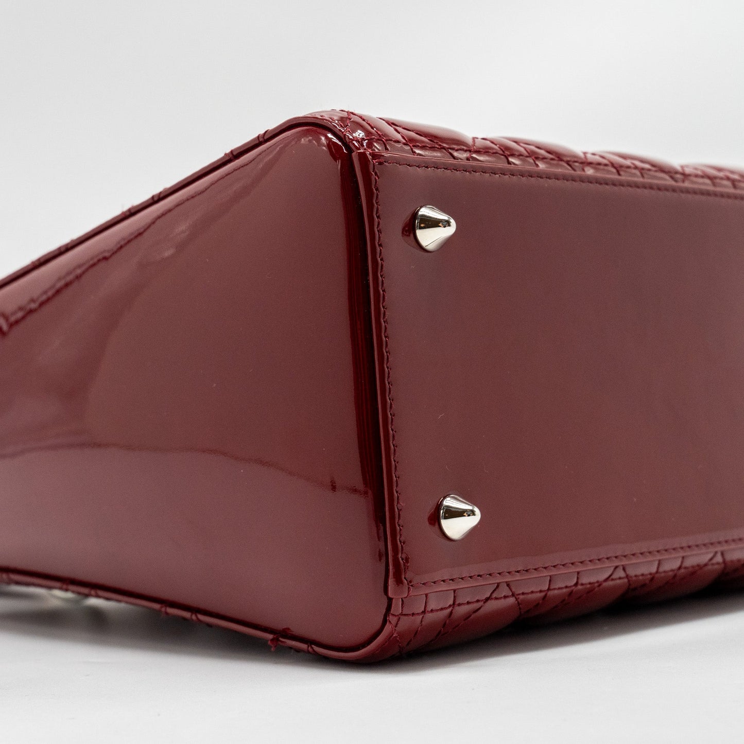 Dior Medium LadyDior Patent Dark Red SHW