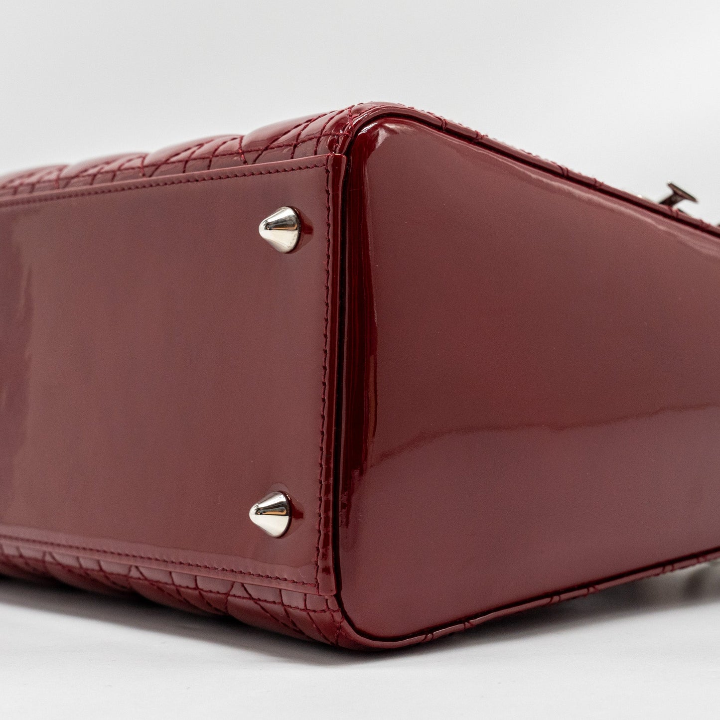 Dior Medium LadyDior Patent Dark Red SHW