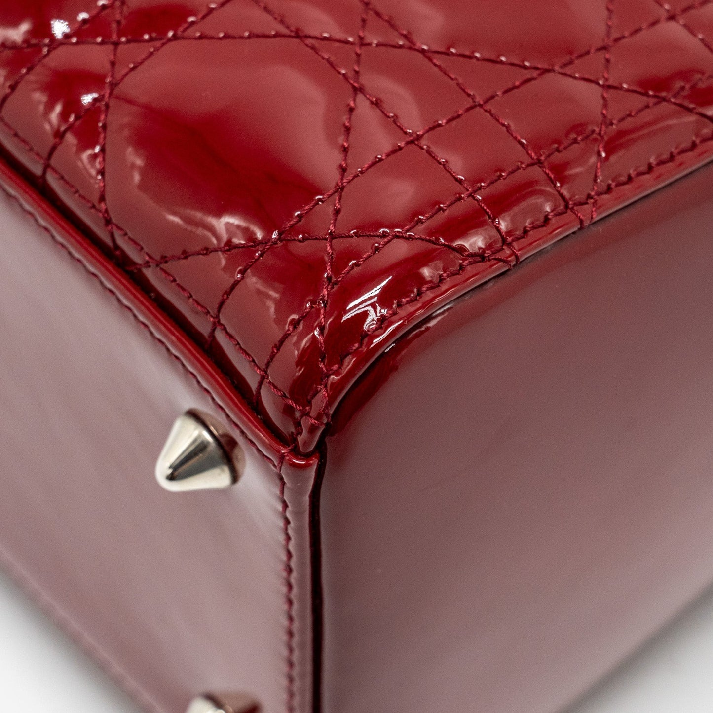Dior Medium LadyDior Patent Dark Red SHW